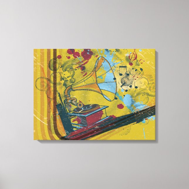 Gramophon Retrostatposter Leinwanddruck (Vorderseite)