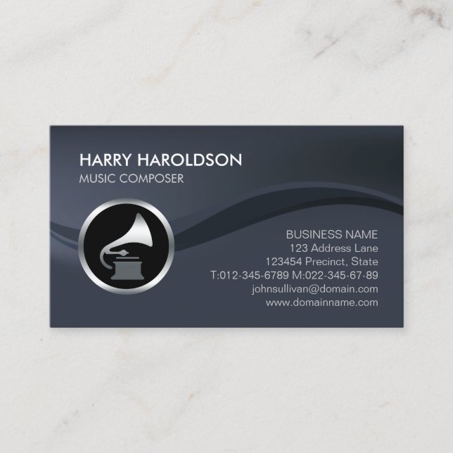 Gramophone Icon Music Composer Business Card Visitenkarte (Vorderseite)