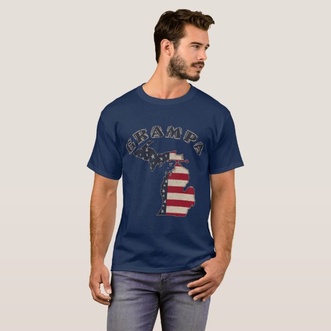 Grampa | Grunge Americana Michigan T-Shirt (Vorne ganz)