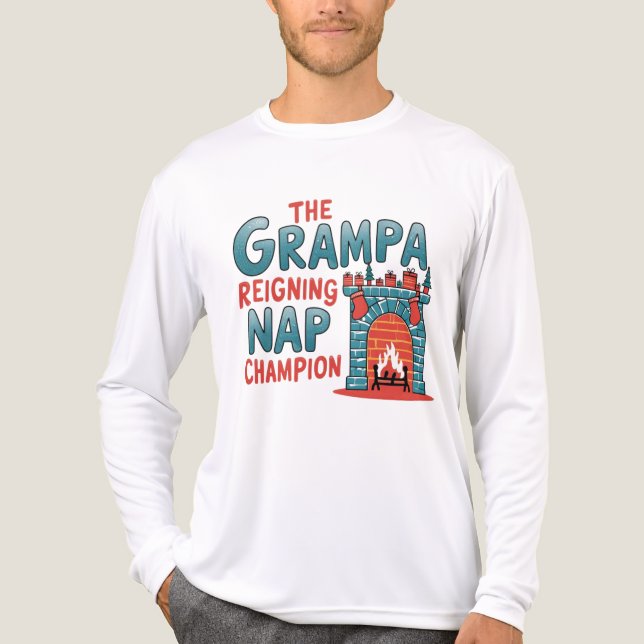Grampa Reigning Nickerchen Champion Weihnachten Tri-Blend Shirt (Vorderseite)