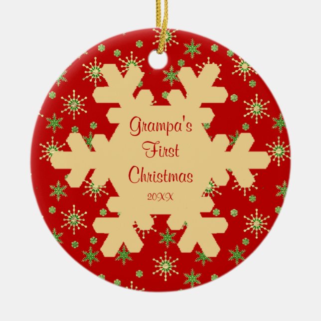 Grampas erstes Weihnachtsschneeflockendekor Keramikornament (Vorne)