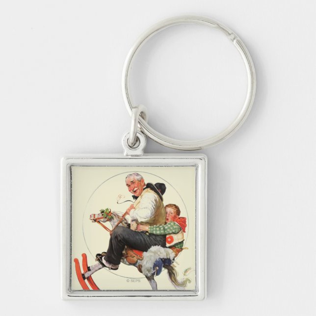 Gramps auf Schaukelpferd Schlüsselanhänger (Vorne)