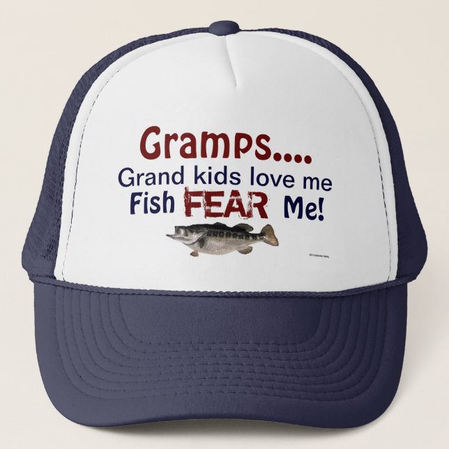 Gramps... Großkids Liebe Me Fish Angst mich Hat Truckerkappe (Vorderseite)