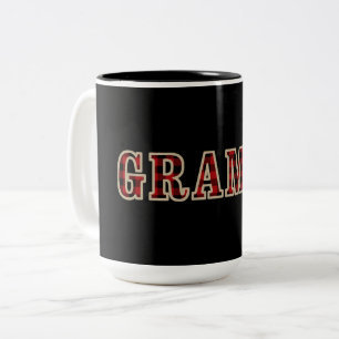 GRAMPS Rustikal Rot Schwarz Büffel Karo Quadrate Zweifarbige Tasse
