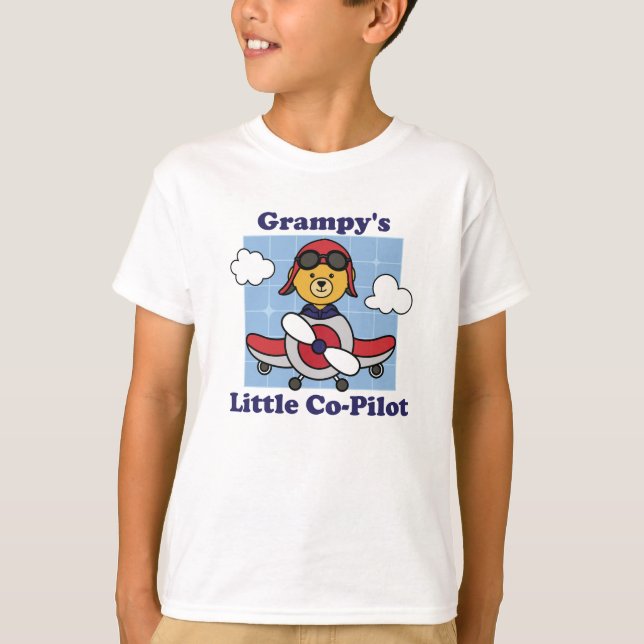 Grampy's Little Co-Pilot - Niedliches Flugzeug T-Shirt (Vorderseite)