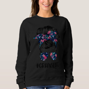 Grams Life Messy Hair Bun Blume Frauen Mutter Da Sweatshirt