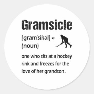 Gramsicle Lustige Eishockey-Oma Sicle-Definition Runder Aufkleber