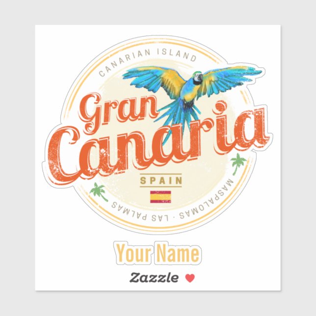 Gran Canaria Parrot Kanarische Inseln Spanien Vint Aufkleber (Blatt)