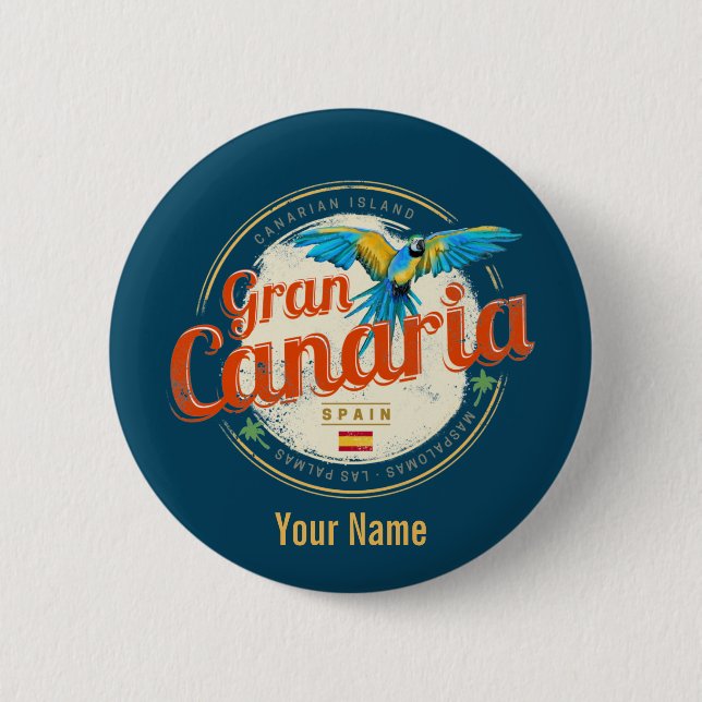 Gran Canaria Parrot Kanarische Inseln Spanien Vint Button (Vorderseite)