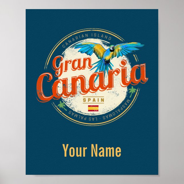 Gran Canaria Parrot Kanarische Inseln Spanien Vint Poster (Vorne)