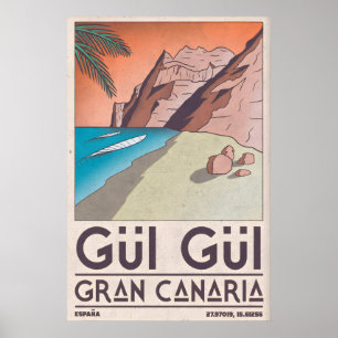 Gran Canaria Stranddruck, Küstenwandkunst (Fett Poster
