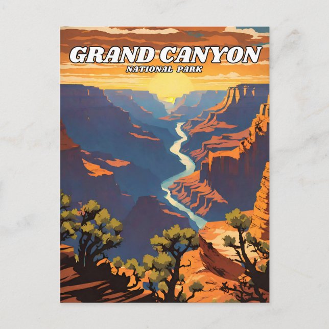 Gran Canyon National Park Illustrationsprogramm Postkarte (Vorderseite)