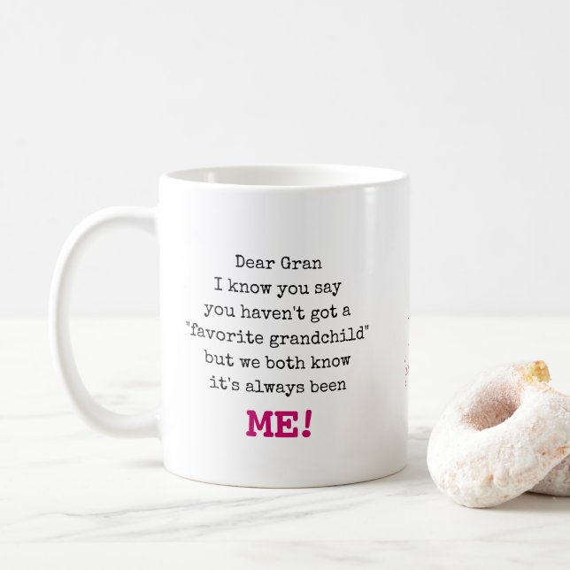 Gran Favorite Grandchild-Schrift Typografie Kaffeetasse (Mit Donut)