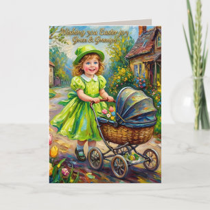 GRAN & GRAMPS~ OSTER-VINTAGE-KUNST ~ Süßes Kind ~  Feiertagskarte