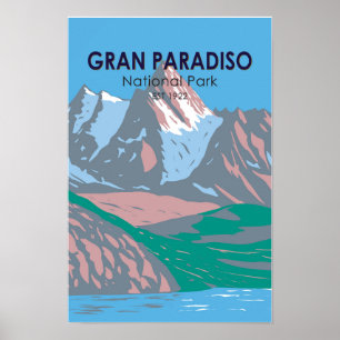 Gran Paradiso Nationalpark Italien Vintage Poster