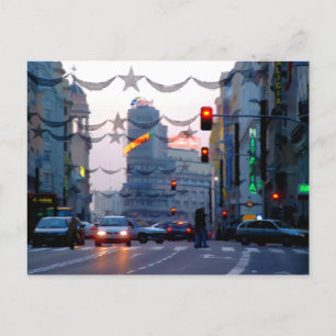 Gran Vía de Madrid en Navidad Postkarte