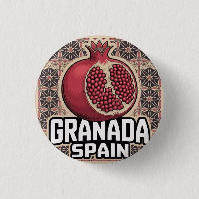 Granada Spain Pomegranate Sticker Button (Vorderseite)