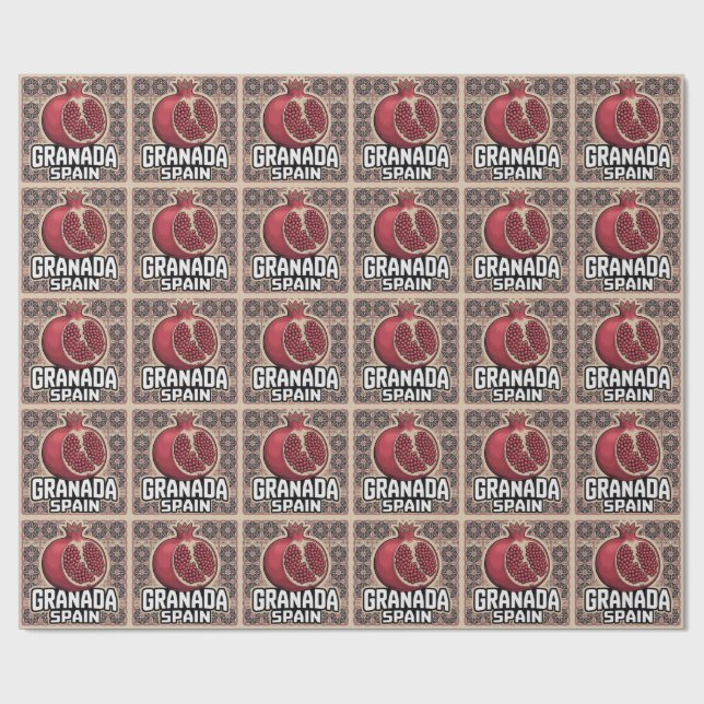 Granada Spain Pomegranate Sticker Geschenkpapier (Flach)