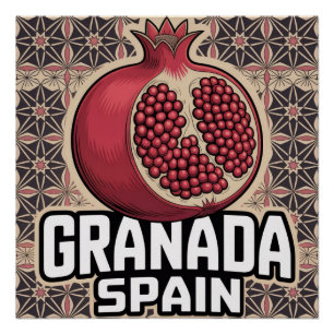 Granada Spain Pomegranate Sticker Poster