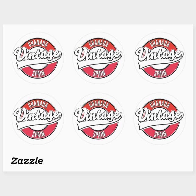 Granada Spain Vintages Logo Runder Aufkleber (Blatt)
