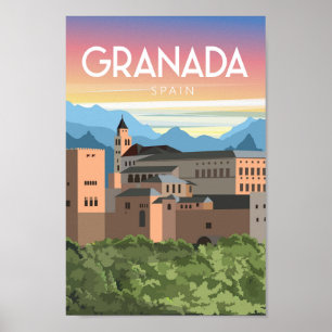 Granada spain Vintages Trevel Poster