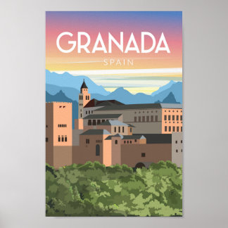Granada spain Vintages Trevel Poster