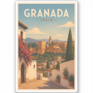 Granada Spanien Alhambra Illustration Reise Kunst Aufkleber