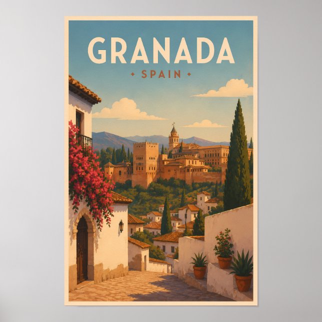 Granada Spanien Alhambra Illustration Reise Kunst Poster (Vorne)