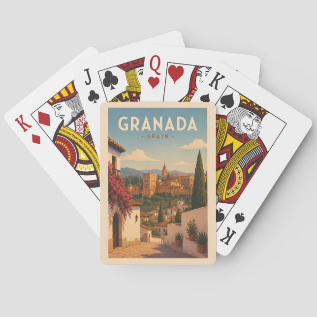Granada Spanien Alhambra Illustration Reise Kunst Spielkarten (Rückseite)