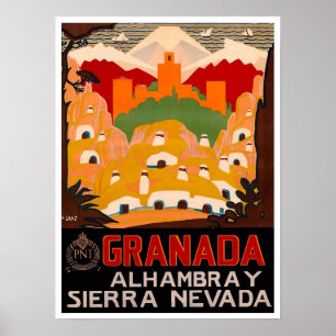 Granada Spanien Jahrgang Reise Poster