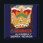 Granada Spanien Magnet<br><div class="desc">Vintage Reiseplakat für Granada,  die Alhambra und die Sierra Nevada in der südlichen Provinz von Andalusien.</div>