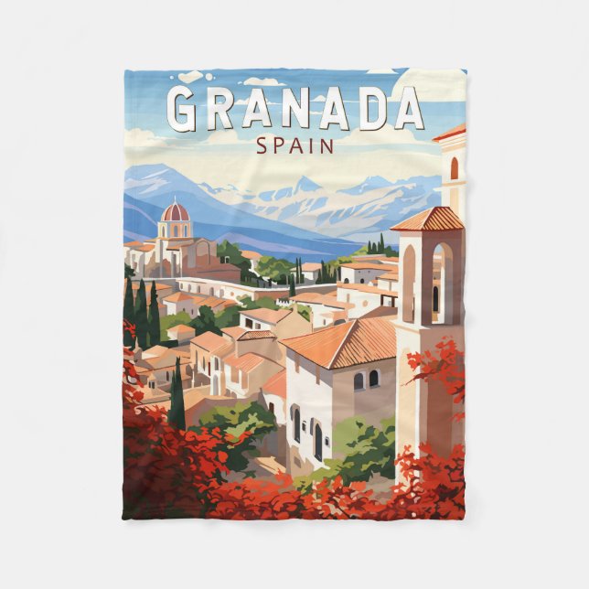 Granada Spanien Reisen Kunst Vintag Fleecedecke (Vorderseite)