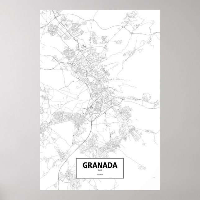 Granada, Spanien (schwarz auf weiß) Poster (Vorne)