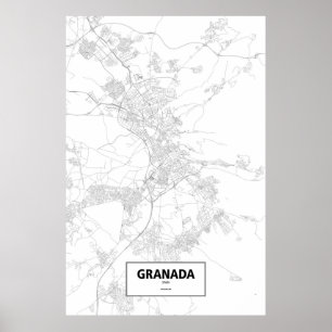 Granada, Spanien (Schwarzes auf Weiß) Poster