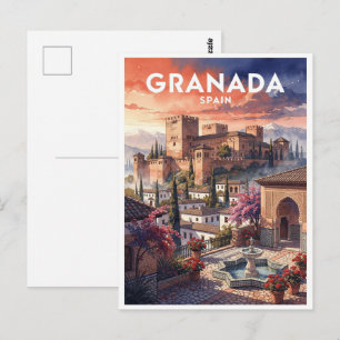 Granada Spanien Vintage Reise Postkarte