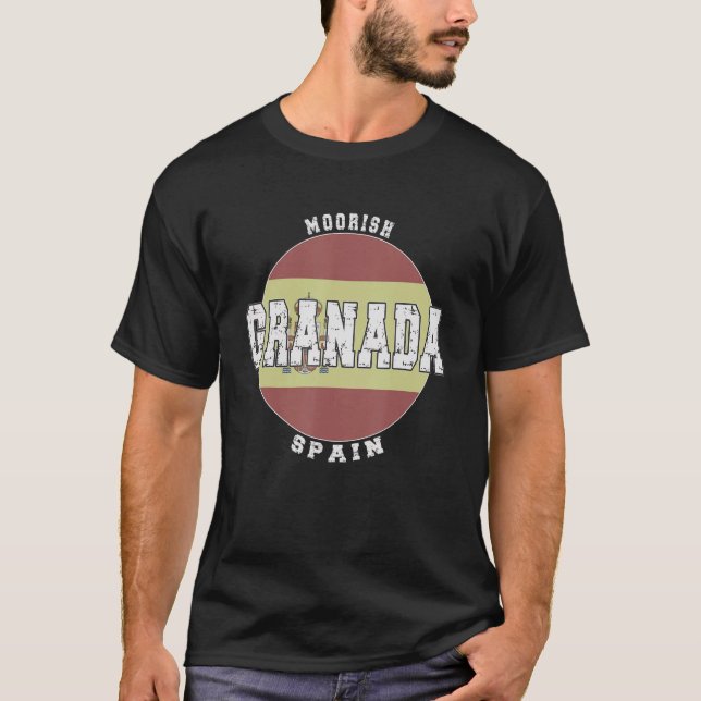 Granada Spanien, Vintage spanische Flagge T-Shirt (Vorderseite)