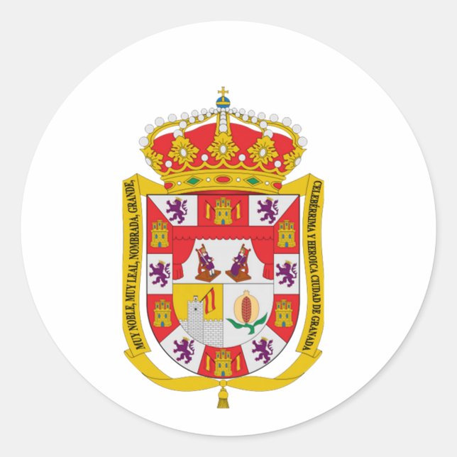 Granada (Spanien) Wappen Runder Aufkleber (Vorderseite)