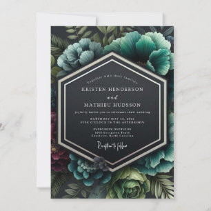 Granat-Türkis-Chiaroscuro-Hochzeit Einladung
