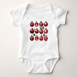 Granatapfel-Aquarell-Kunst Baby Strampler
