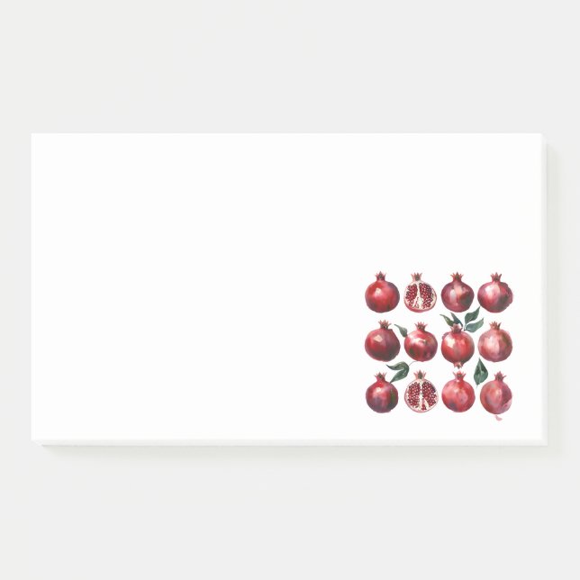 Granatapfel-Aquarell-Kunst Post-it Klebezettel (Vorderseite)