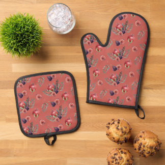 Granatäpfel auf Adobe Ofenhandschuh & Topflappen-Set