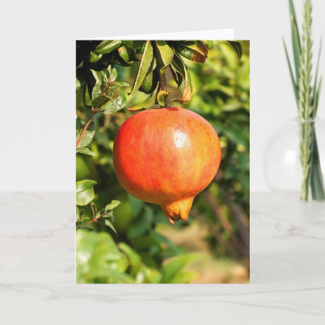 Granatapfel auf Baum in Spanien Feiertagskarte (Vorderseite)