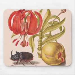 Granatapfel, Blume, Obst und Rhinozeros Mousepad