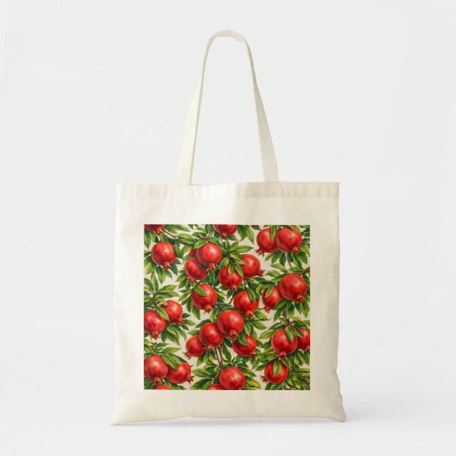 Granatapfel Botanisches Muster Tragetasche (Vorne)