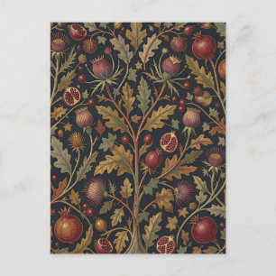 Granatapfel-Distel-Botanikmuster Postkarte