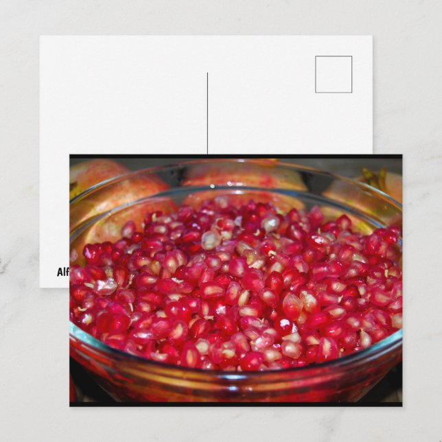 Granatapfel Frucht in Schale Postkarte (Vorne/Hinten)