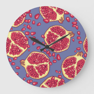 Granatapfel Frucht Nahtloses Muster Design Große Wanduhr