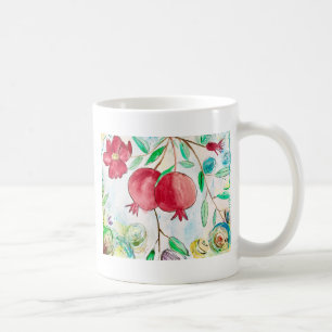 Granatapfel Frucht Wasserfarbe Gesundes Mittelmeer Tasse