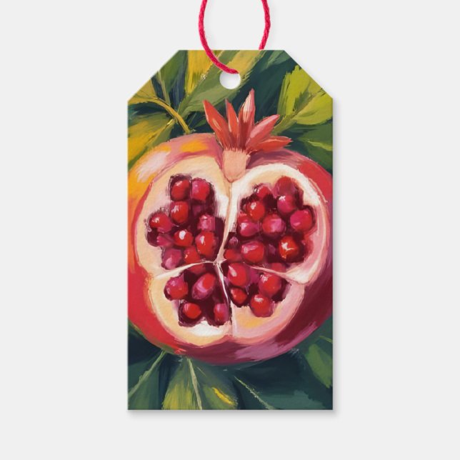 Granatäpfel | Fruchtmalerei Geschenkanhänger (Vorderseite)