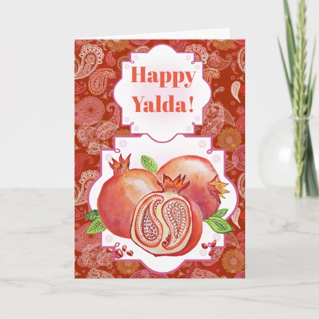 Granatapfel glückliches Yalda Feiertagskarte (Vorderseite)